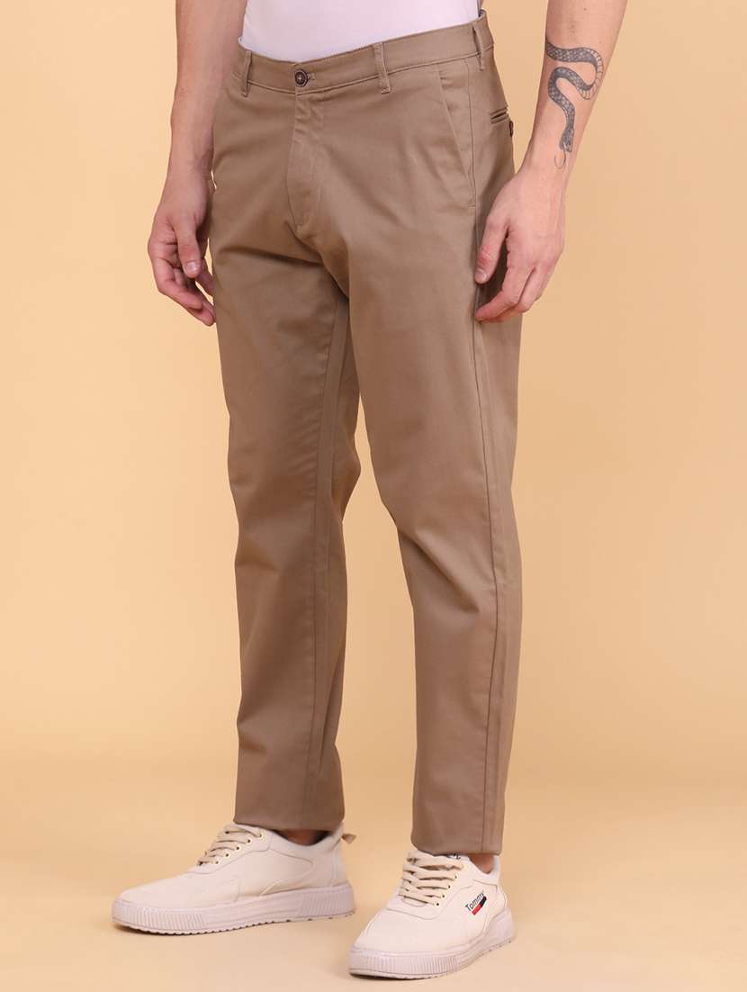 Men Solid Mid Rise Chinos Casual Trouser - 22357163 -  Standard Image - 2