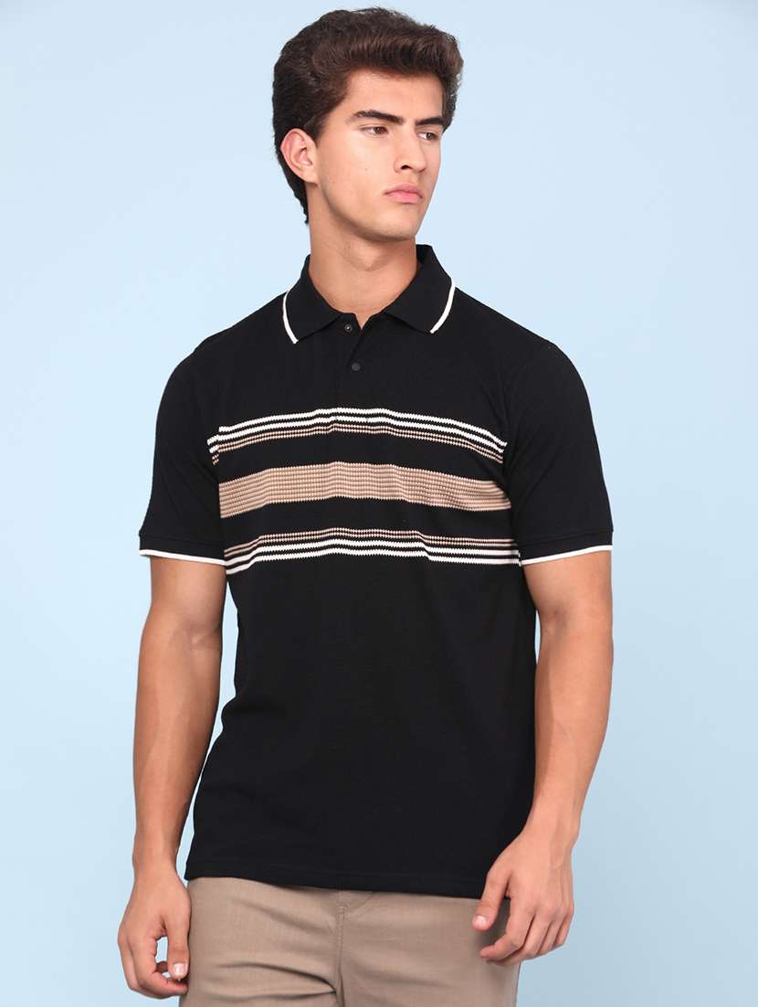 men striped short sleeve regular fit polo t-shirt - 22357166 -  Standard Image - 2
