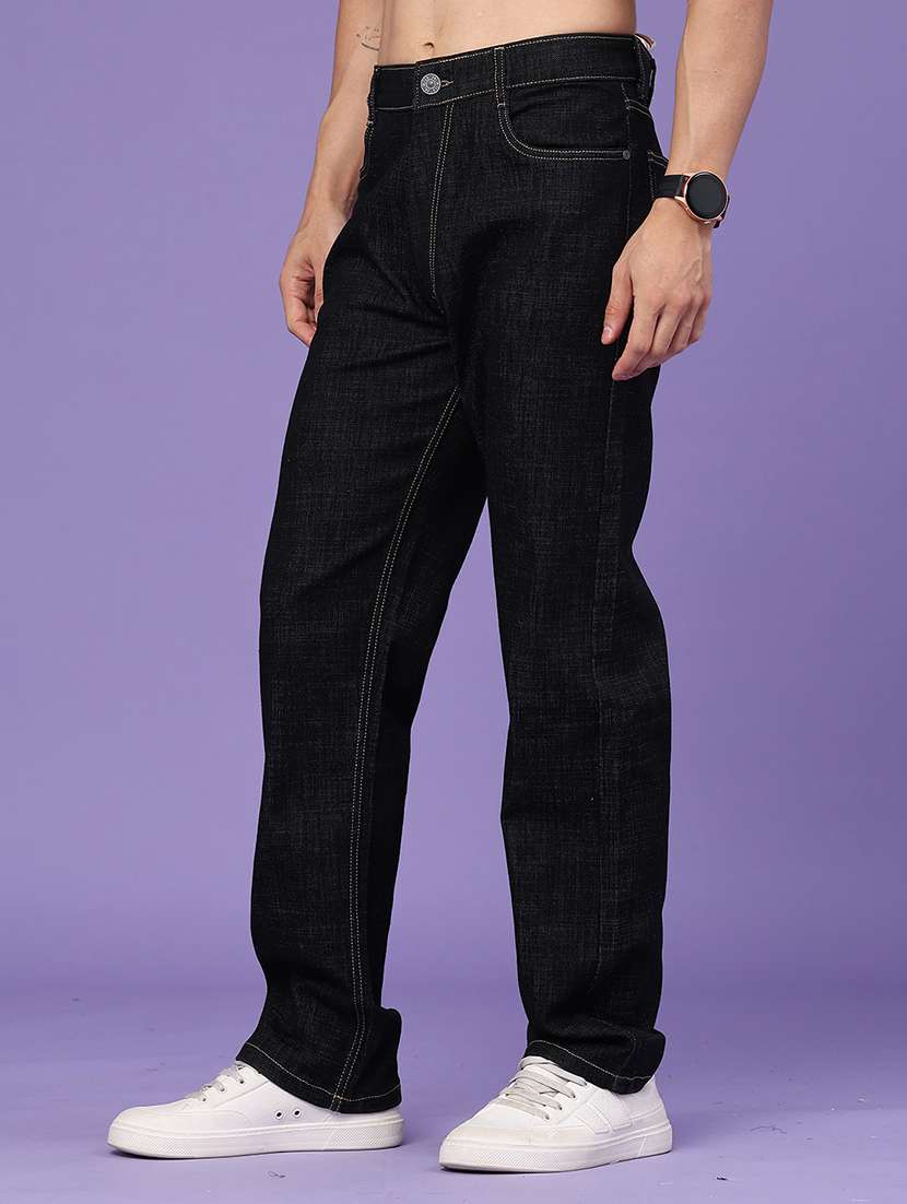 Men Plain Mid Rise Full Length Straight Jeans - 22357179 -  Standard Image - 2
