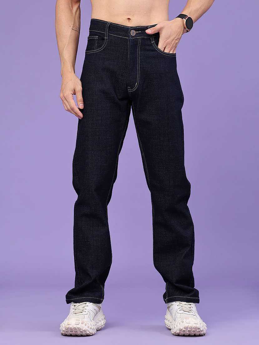 Men Plain Mid Rise Full Length Straight Jeans - 22357180 -  Standard Image - 2