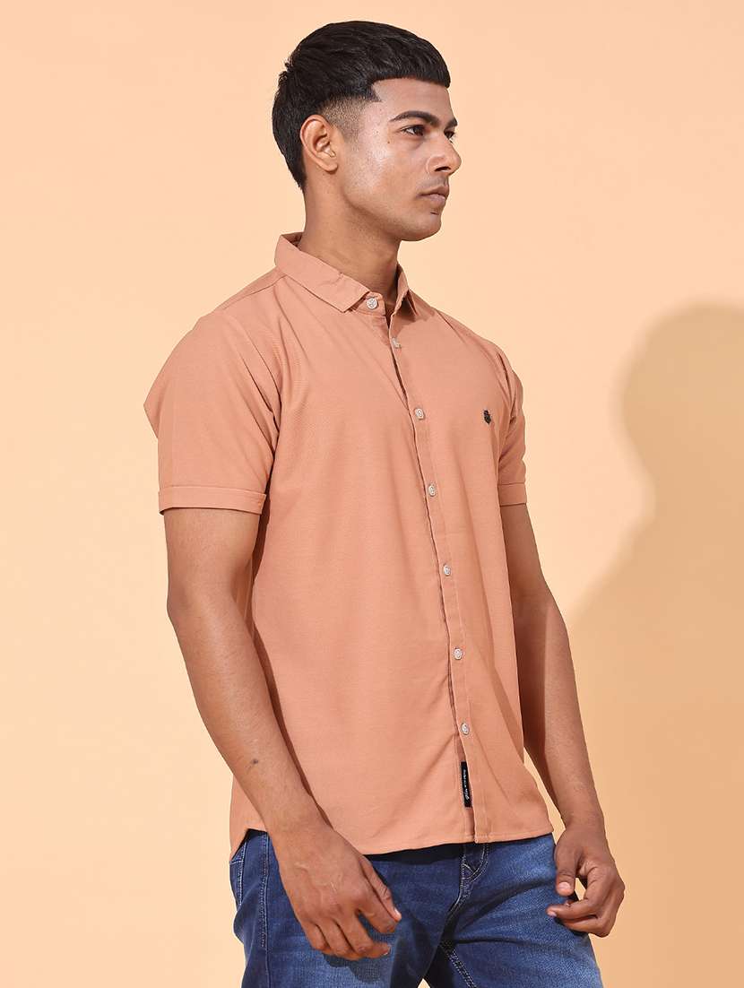 men solid short sleeve slim fit casual shirt - 22357217 -  Standard Image - 2