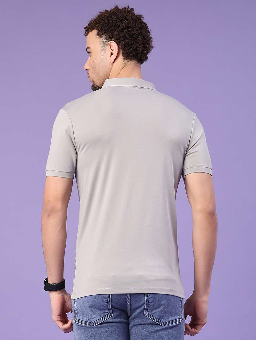 grey cotton blend plain tshirt - 22357254 -  Standard Image - 2