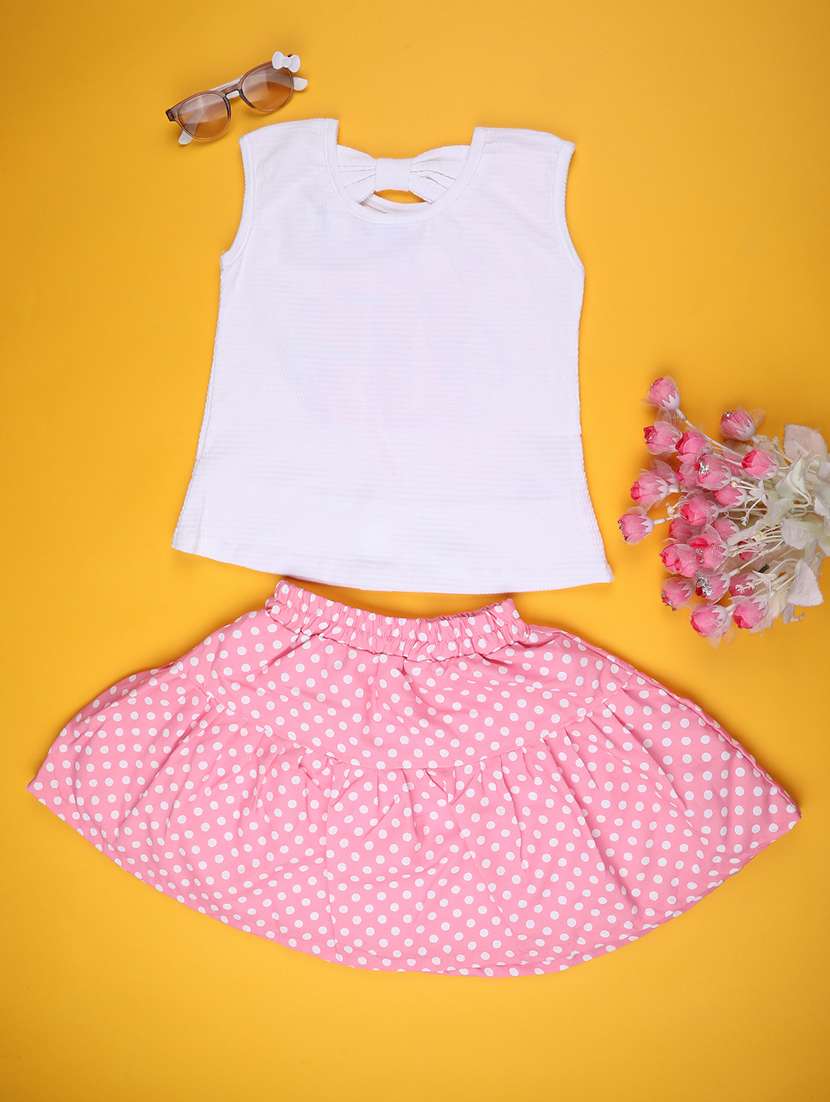 girls printed round neck skirt & top set  - 22357312 -  Standard Image - 2