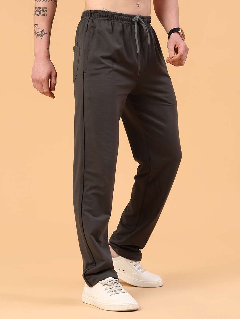 grey cotton  full length track pant - 22357367 -  Standard Image - 2