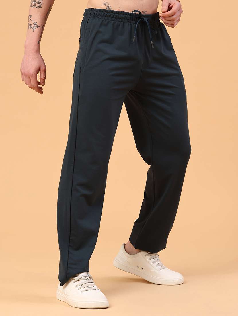 blue cotton  full length track pant - 22357370 -  Standard Image - 2