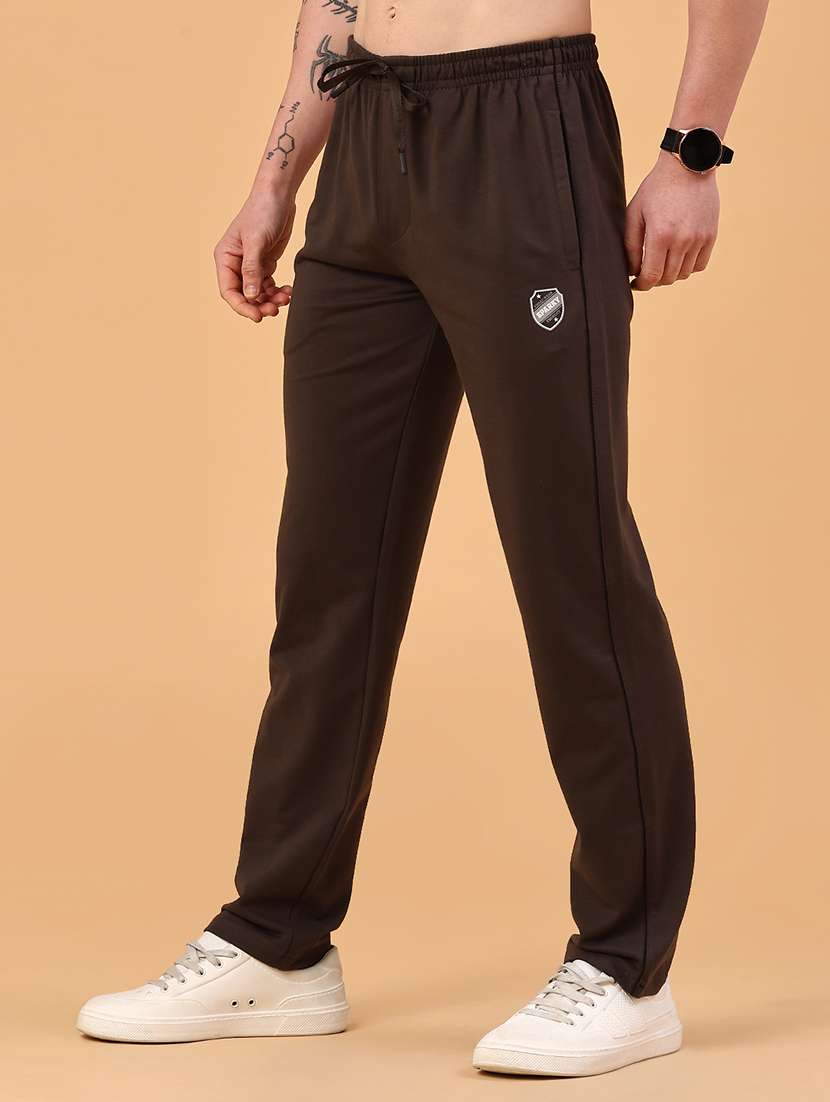 brown cotton  full length track pant - 22357371 -  Standard Image - 2