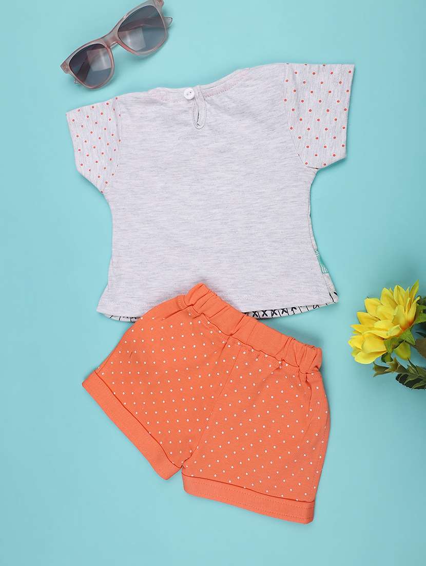 orange cotton combo infant twin set - 22357373 -  Standard Image - 2