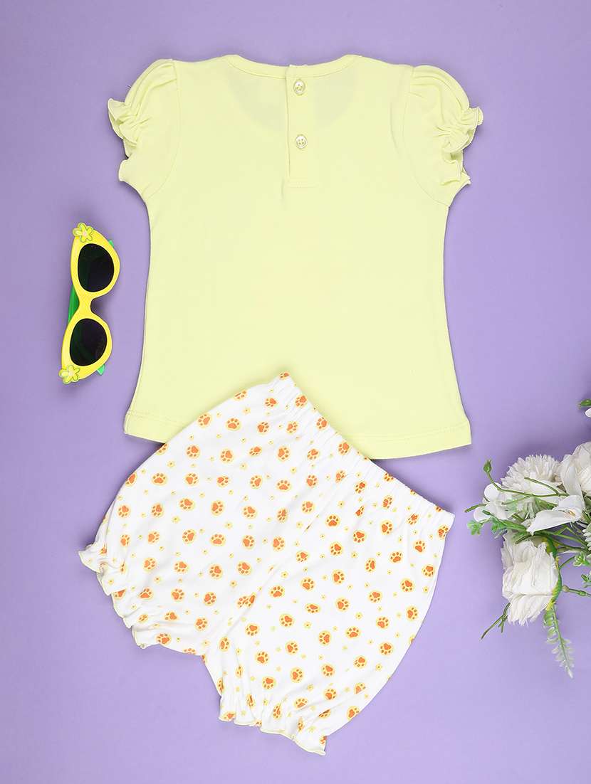 yellow cotton combo infant twin set - 22357382 -  Standard Image - 2