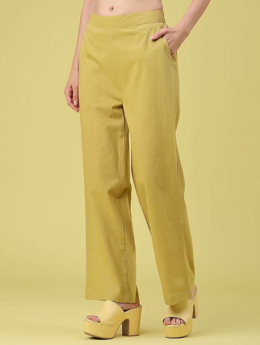 women solid mid rise straight trouser - 22357418 -  Standard Image - 2