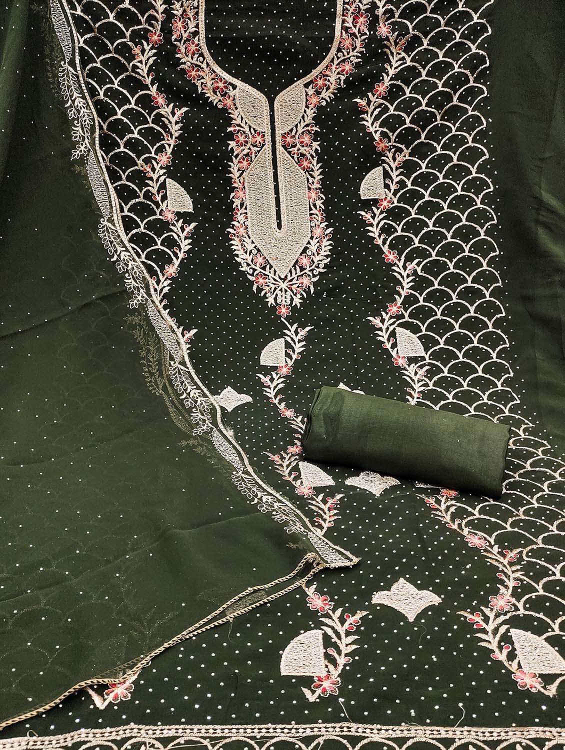 women solid with work embroidered unstitched suit set - 22357463 -  Standard Image - 2