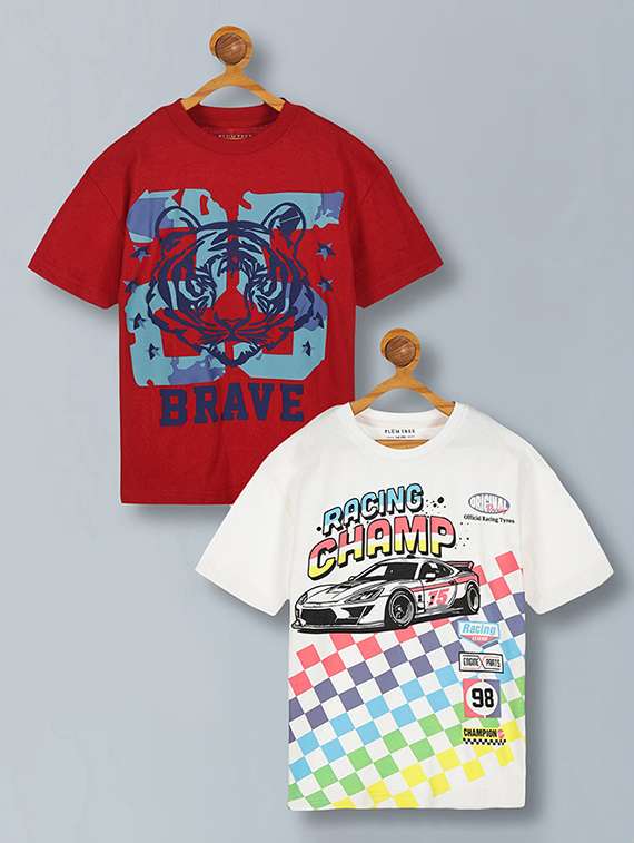 boys pack of 2 printed short sleeve t-shirt
