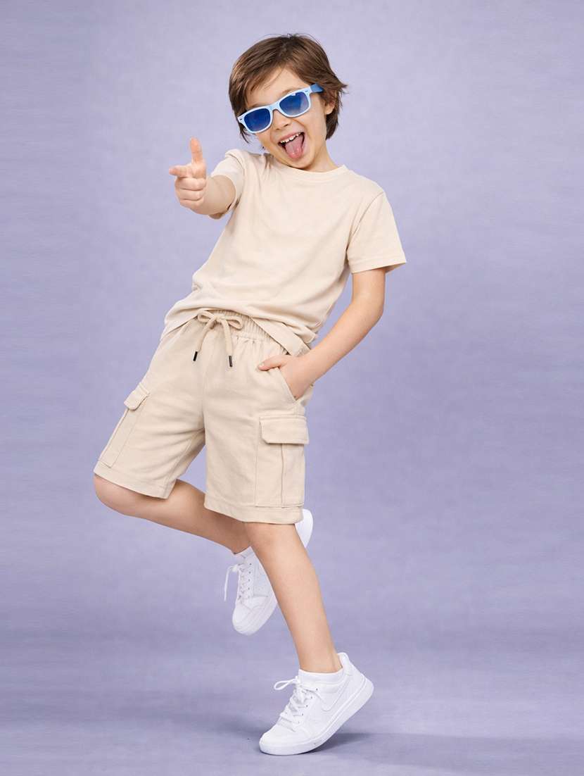boys solid mid rise cargo shorts - 22357501 -  Standard Image - 2