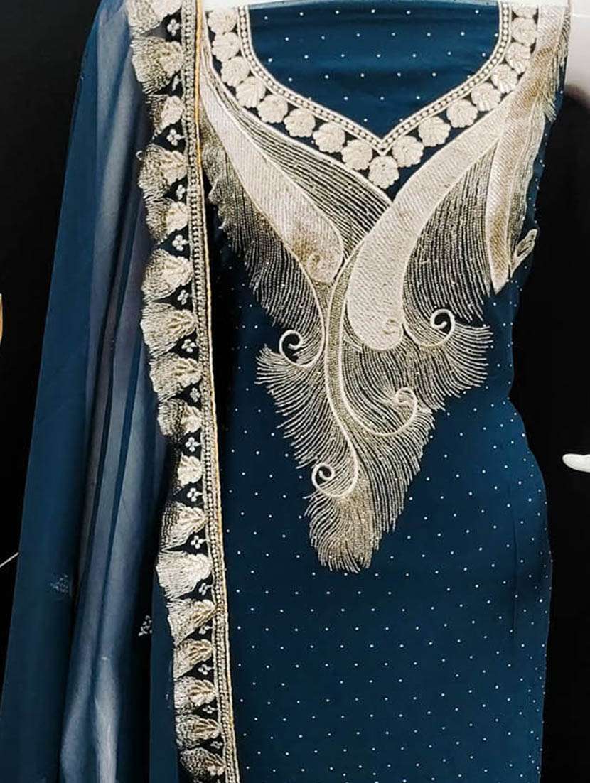 women solid with work unstitched suit set - 22357592 -  Standard Image - 2