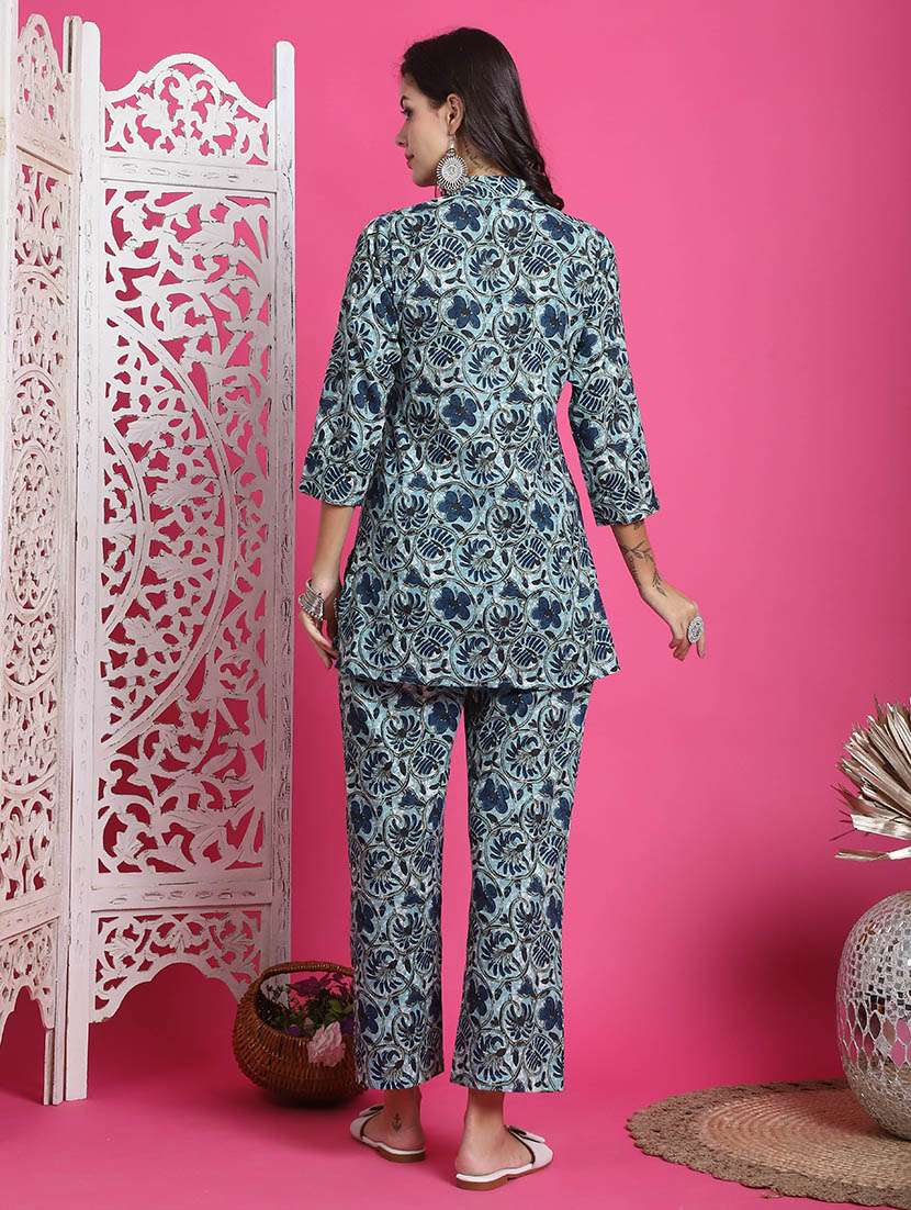 women printed three quarter sleeve ethnic co-ord set - 22357775 -  Standard Image - 2