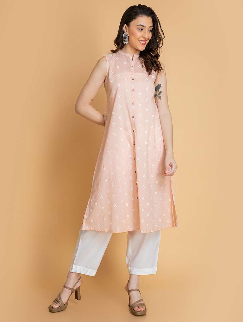 women geometric sleeveless a-line kurta - 22358071 -  Standard Image - 2