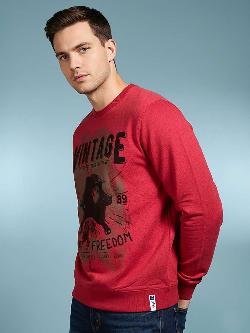 men printed long sleeve regular fit sweatshirt - 22358279 -  Standard Image - 2