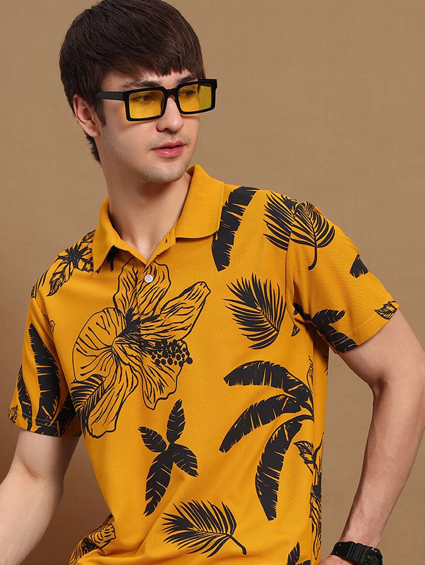 men floral short sleeve regular fit polo t-shirt
