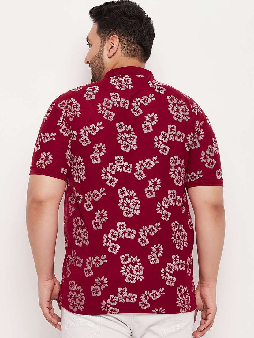 men plus size floral short sleeve regular fit polo t-shirt - 22358525 -  Standard Image - 2
