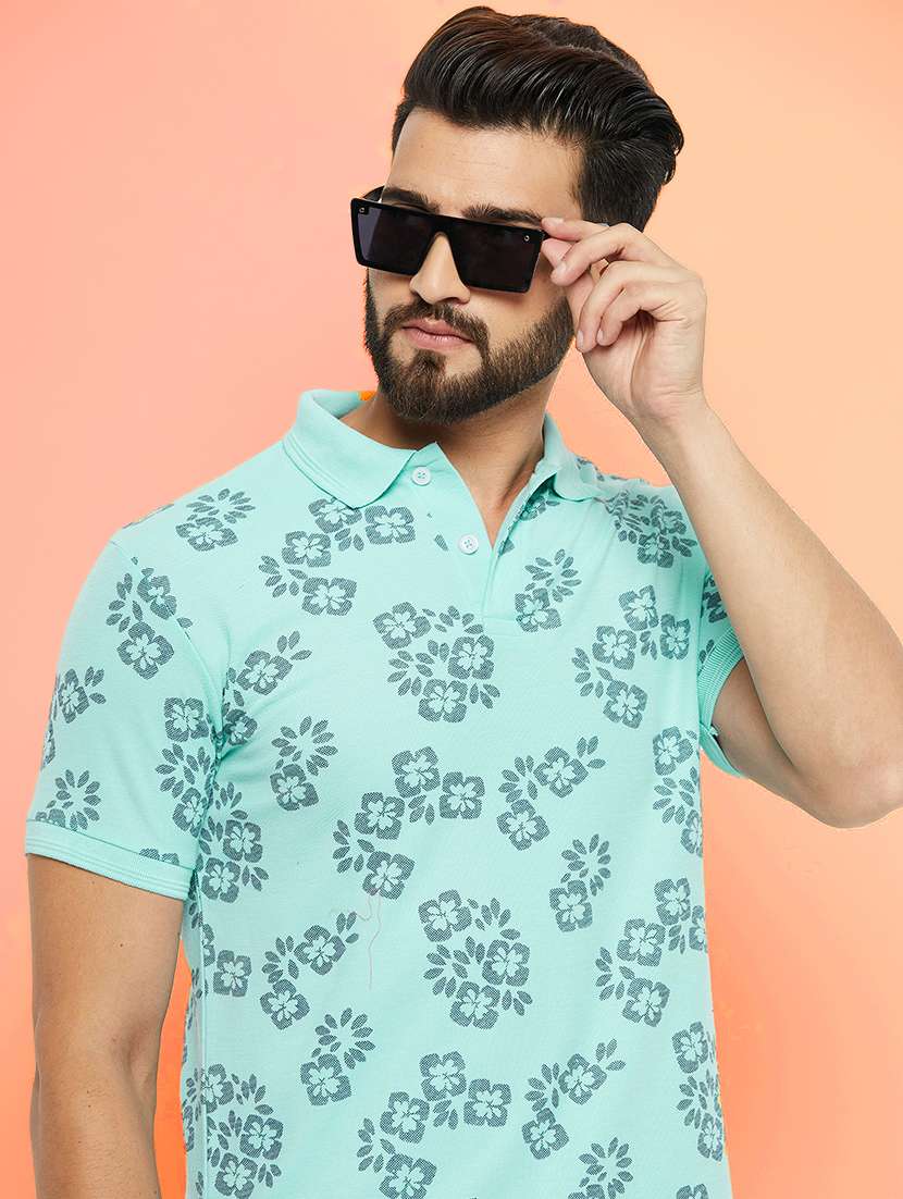 men floral short sleeve regular fit polo t-shirt