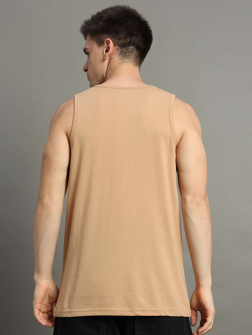 men typographic sleeveless regular fit t-shirt - 22358546 -  Standard Image - 2