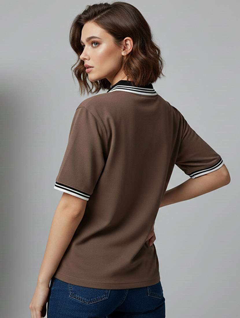 women solid short sleeve oversized polo t-shirt - 22358568 -  Standard Image - 2