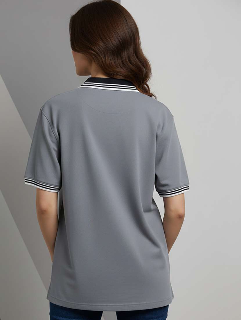 women solid short sleeve oversized polo t-shirt - 22358571 -  Standard Image - 2