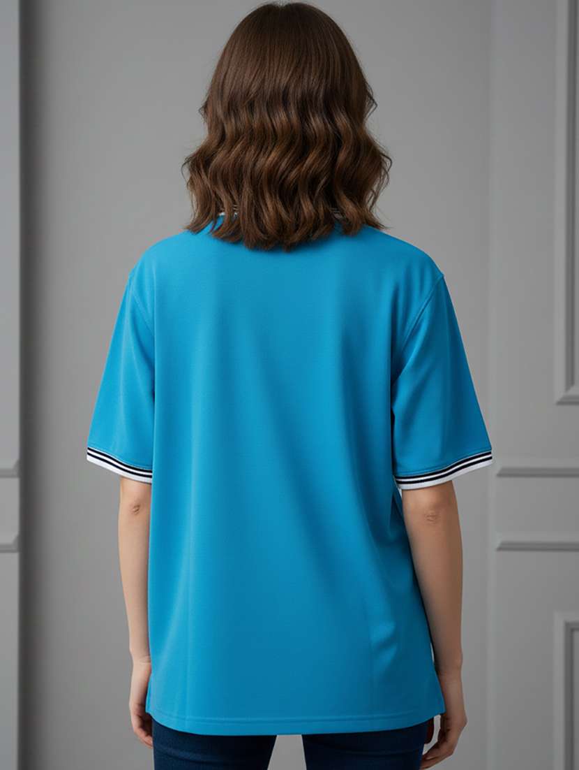 women solid short sleeve oversized polo t-shirt - 22358573 -  Standard Image - 2