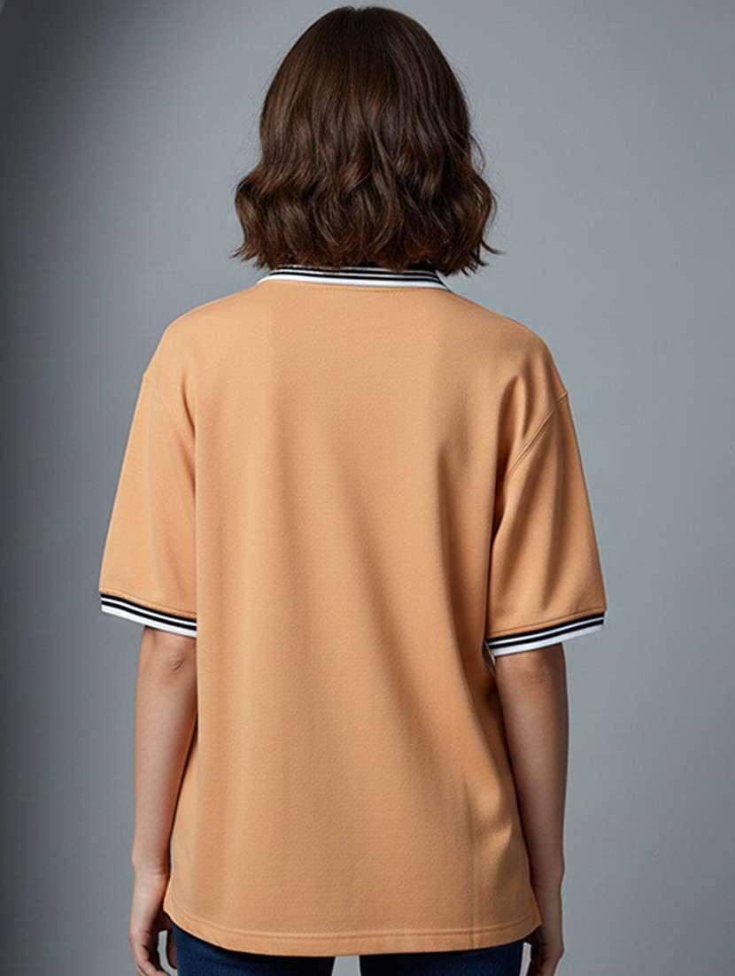 women solid short sleeve oversized polo t-shirt - 22358574 -  Standard Image - 2