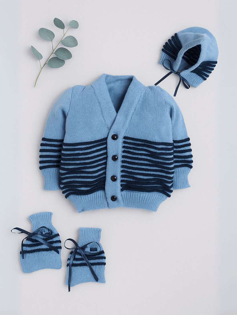 kids self designed sweater with woolen socks & cap