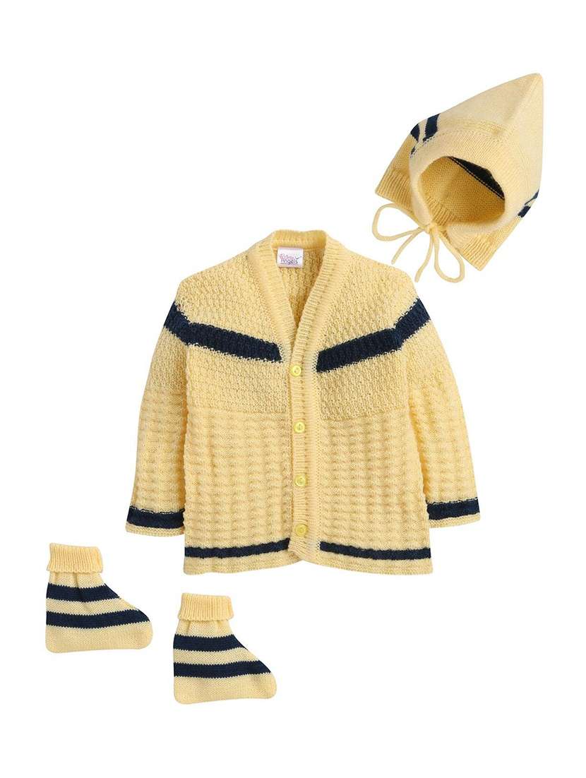 Kids Self Designed Sweater With Woolen Socks & Cap - 22358620 -  Standard Image - 2