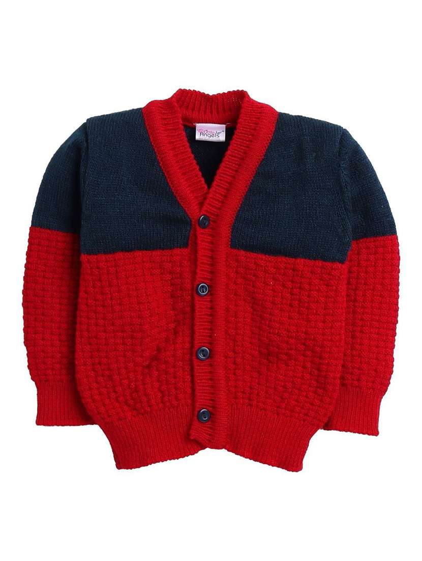 kids color blocked cardigan with woolen socks & cap - 22358632 -  Standard Image - 2