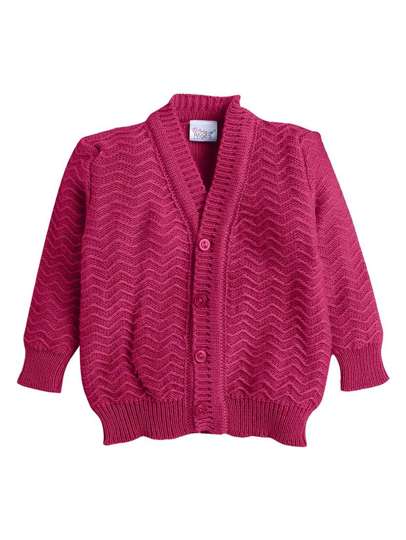 kids solid cardigan with woolen socks & cap - 22358636 -  Standard Image - 2