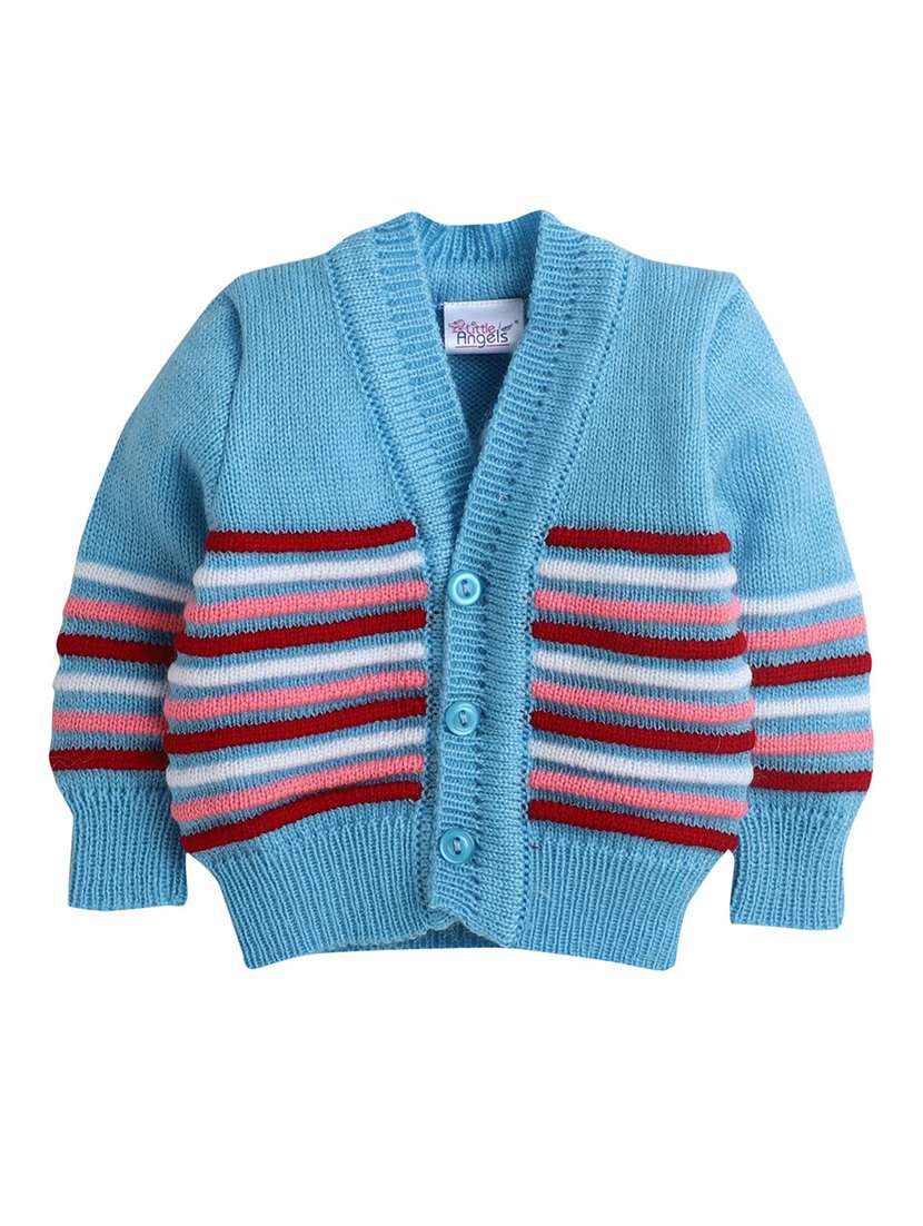 kids striped cardigan with woolen socks & cap - 22358647 -  Standard Image - 2