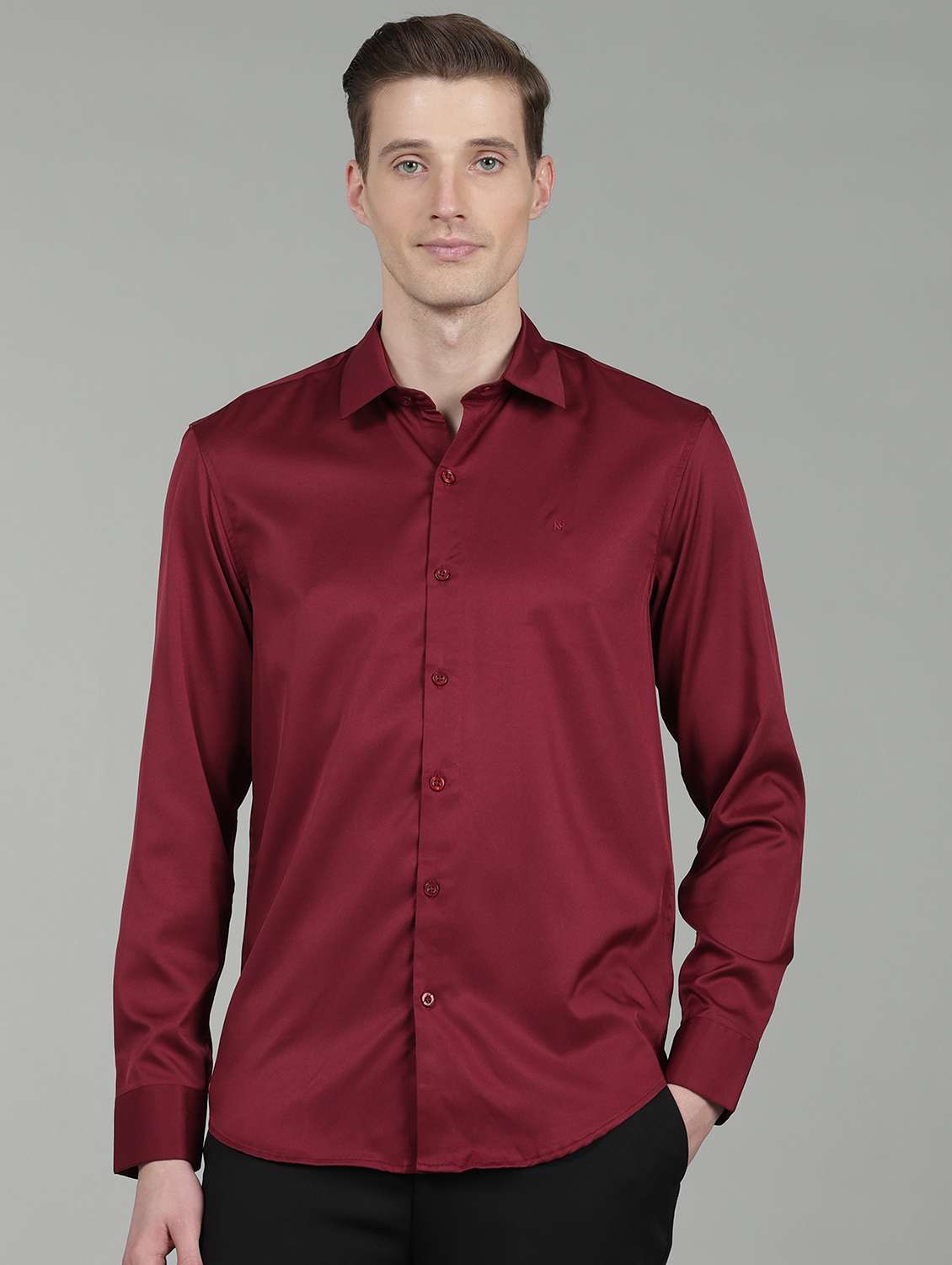 men solid long sleeve regular fit casual shirt - 22358670 -  Standard Image - 2