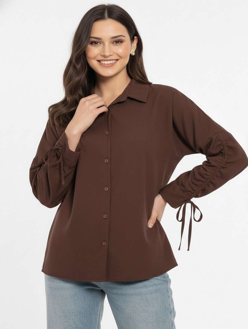 women solid long sleeve regualr fit shirt