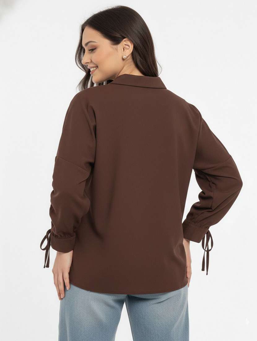 women solid long sleeve regualr fit shirt - 22358718 -  Standard Image - 2