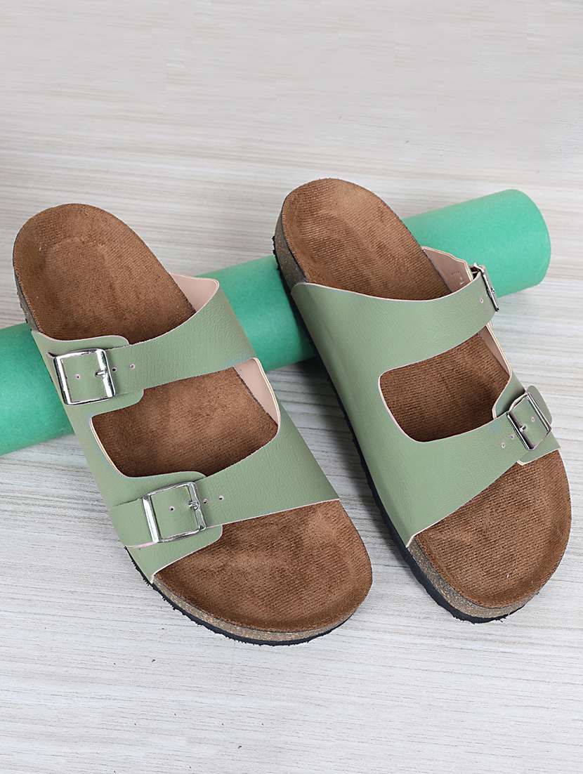 women solid slip on sandals