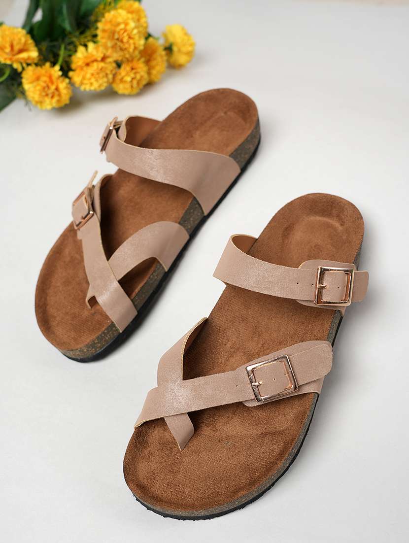 women solid slip on sandals