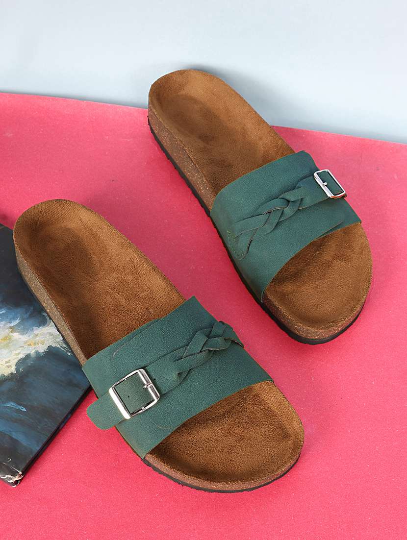 women solid slip on sandals