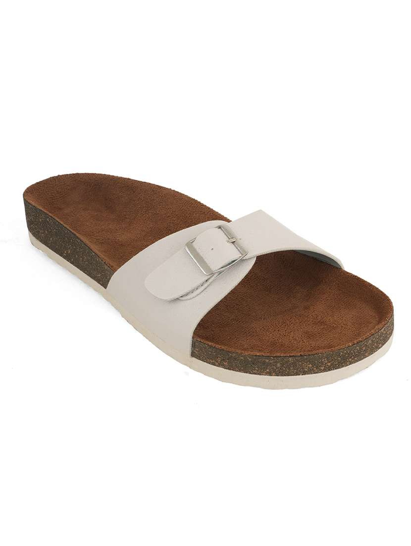 women solid slip on sandals