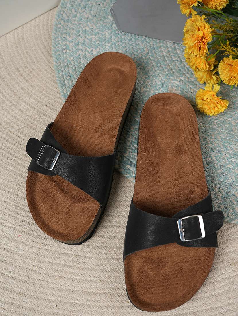 women solid slip on sandals