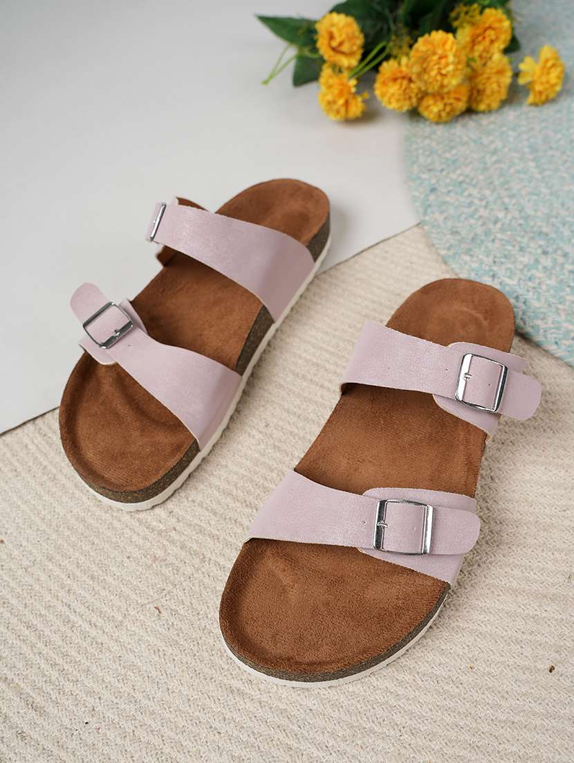 women solid slip on sandals