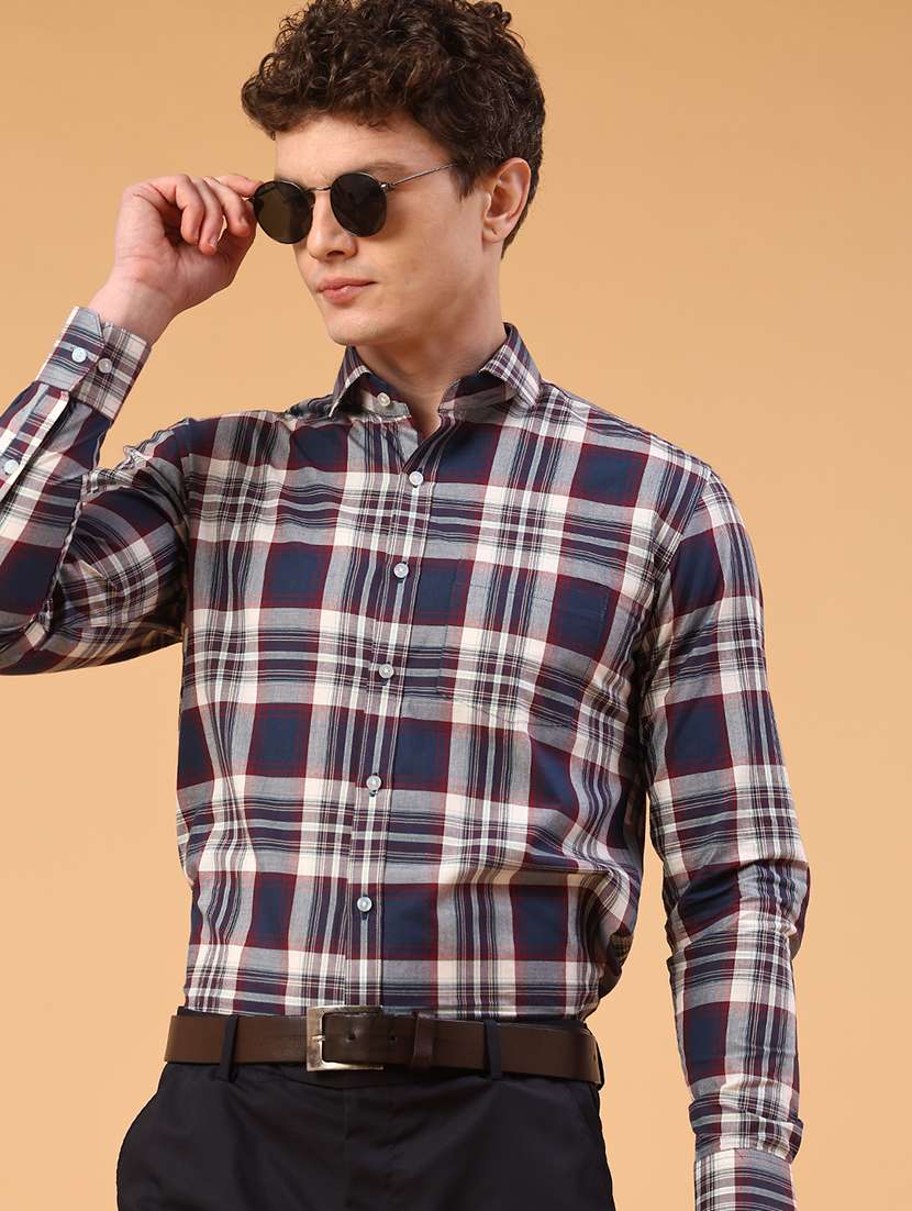 men checkered long sleeve slim fit formal shirt - 22359265 -  Standard Image - 2