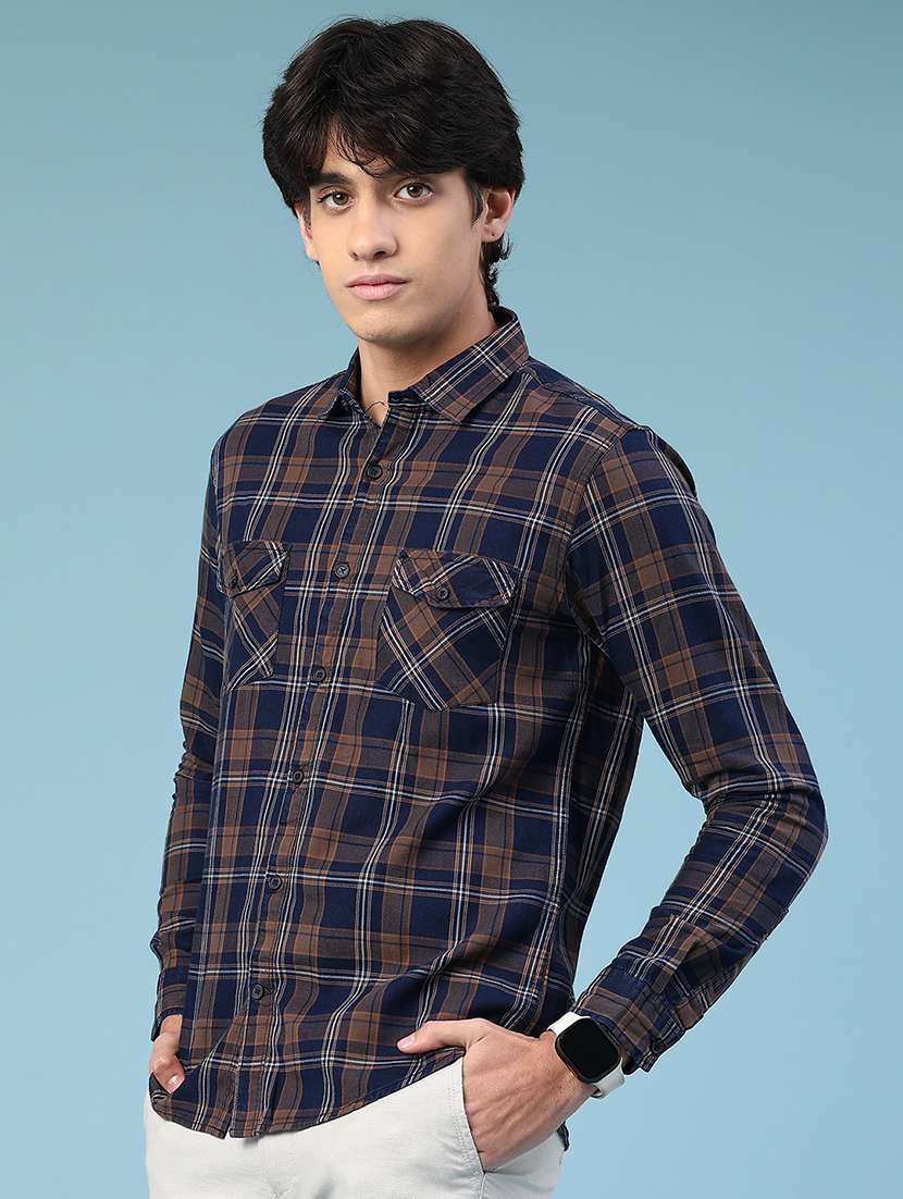 men checkered long sleeve slim fit casual shirt - 22359855 -  Standard Image - 2
