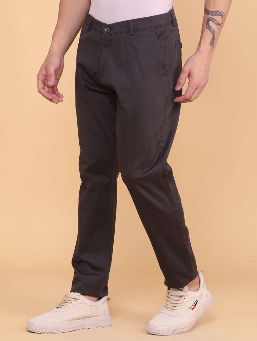 Men Solid Mid Rise Chinos Casual Trouser - 22359883 -  Standard Image - 2