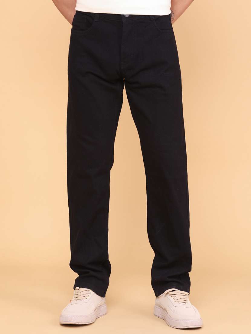 men plain mid rise full length relaxed fit jeans