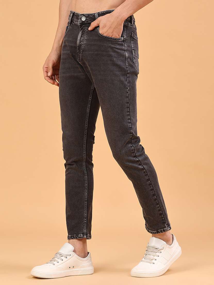 men plain mid rise ankle length slim fit jeans - 22359938 -  Standard Image - 2
