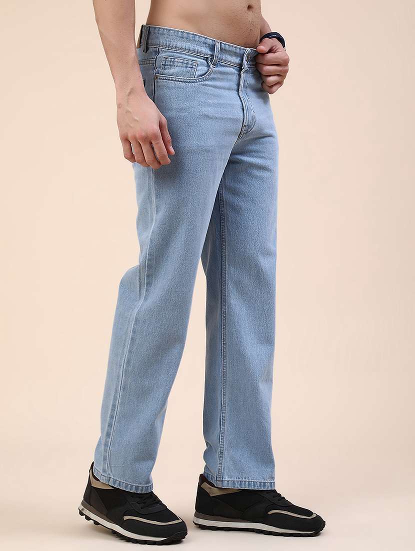 men plain mid rise full length straight jeans - 22359949 -  Standard Image - 2