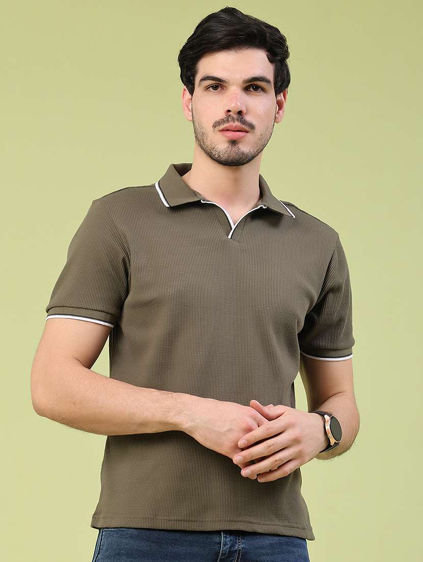men textured short sleeve regular fit polo t-shirt - 22359958 -  Standard Image - 2