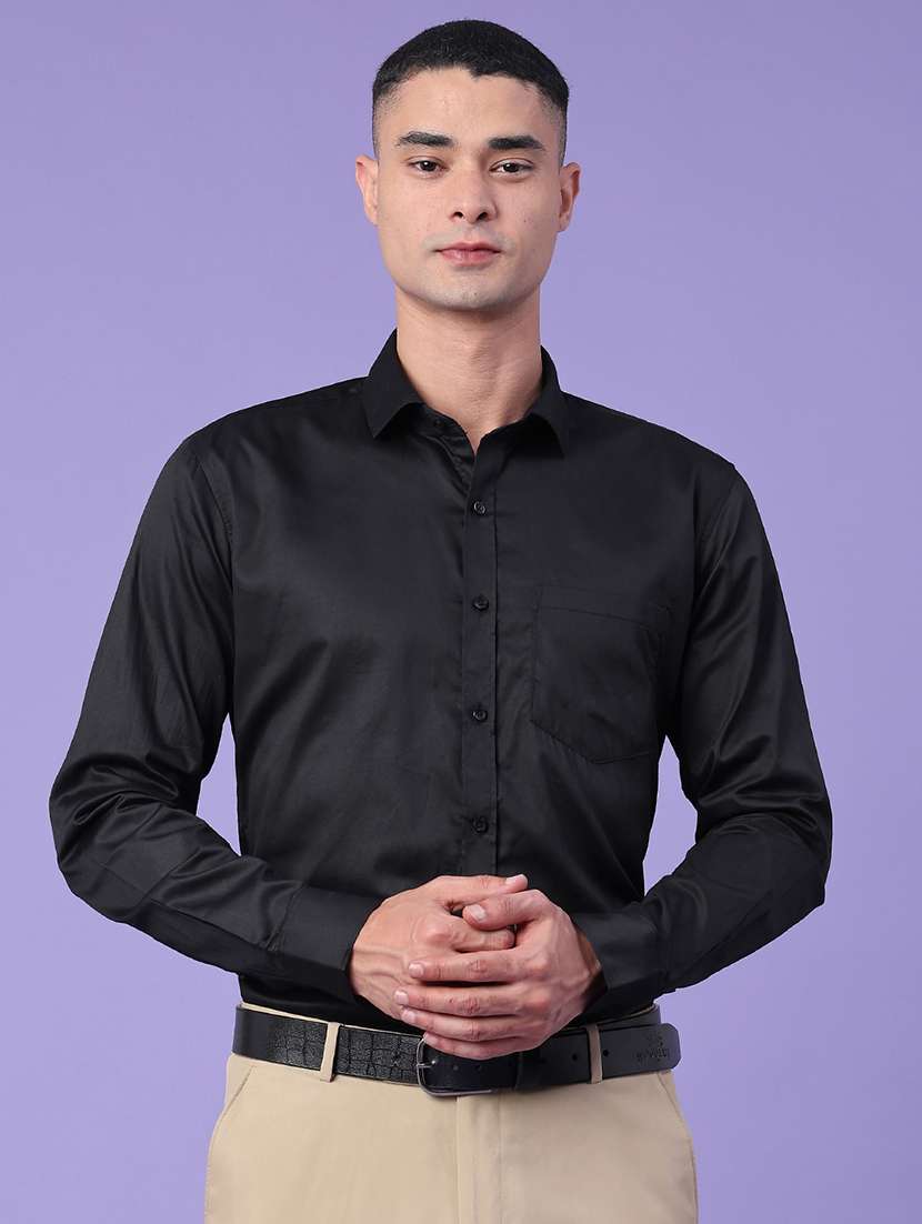 men solid long sleeve slim fit formal shirt - 22360015 -  Standard Image - 2